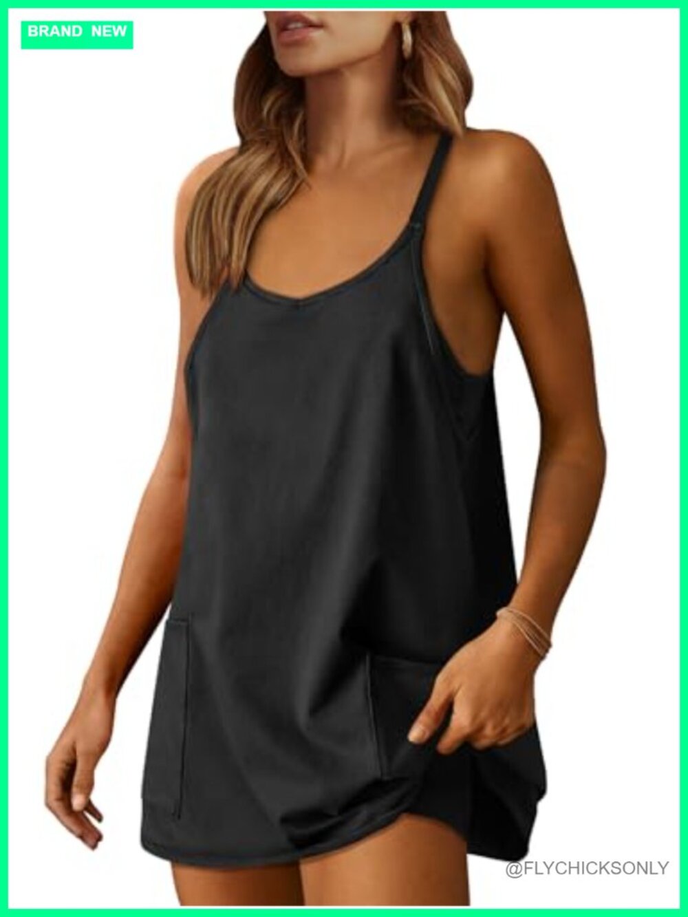 Women's Athletic Tennis Dress with Built-in Shorts, V-Neck Sleeveless Summer